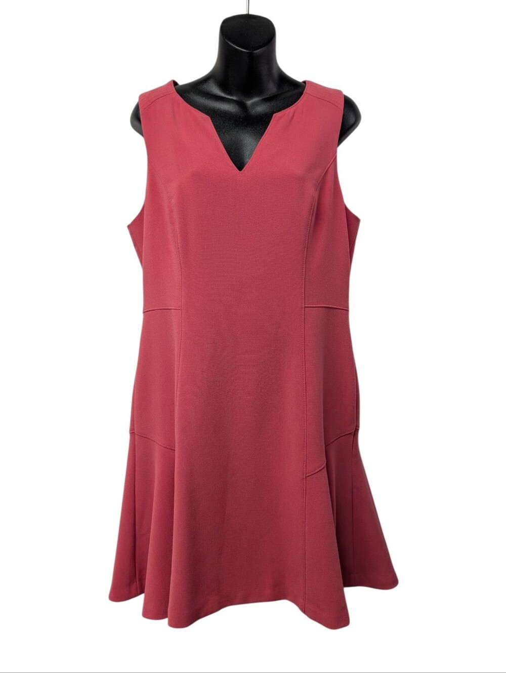White House Black Market Women's Coral Red V-Neck Sleeveless Dress Size 10